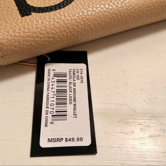 Bebe Logo Zip Around Wallet in Taupe/Black - Picture 5 of 5